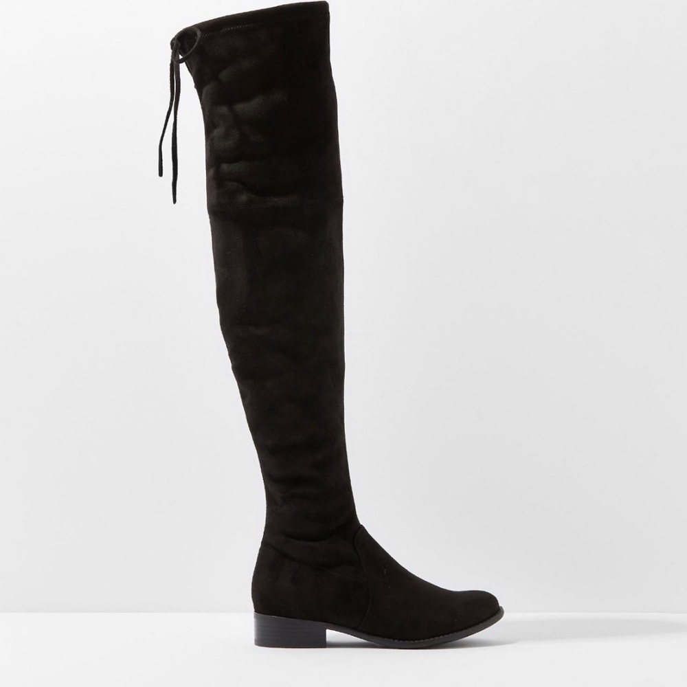 American eagle tie over the knee black boots